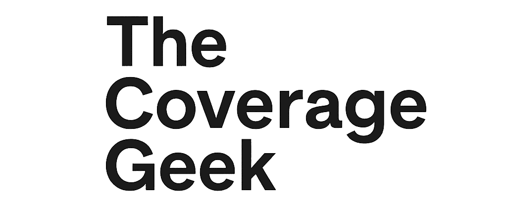 The Coverage Geek logo in bold black sans-serif font on a white background, representing an educational insurance and coverage information website.